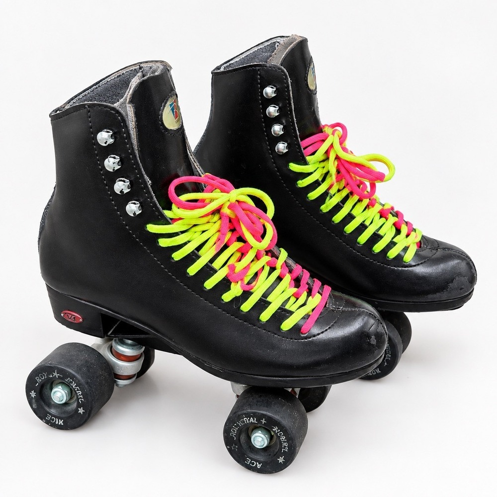 Riedell Model 120 Black Roller Skates Size 7 Quad All American Plus Wheels